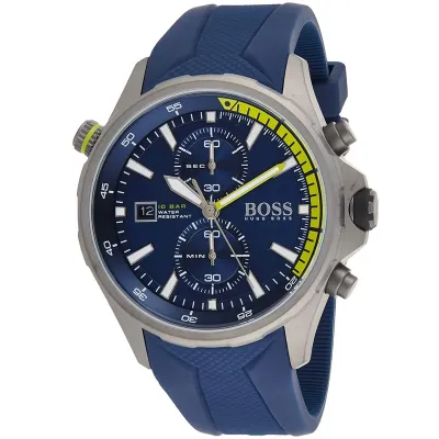 HUGO BOSS Globetrotter Blue Silicone Strap Blue Dial Chronograph Quartz Watch